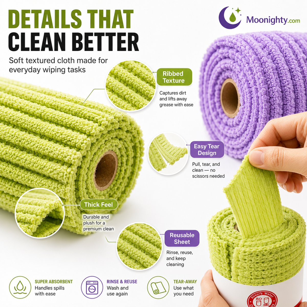 🗞️Multipurpose Reusable Tear-Off Cleaning Cloth Roll