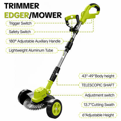 21V Cordless 3-in-1 Grass Trimmer & Mini Mower