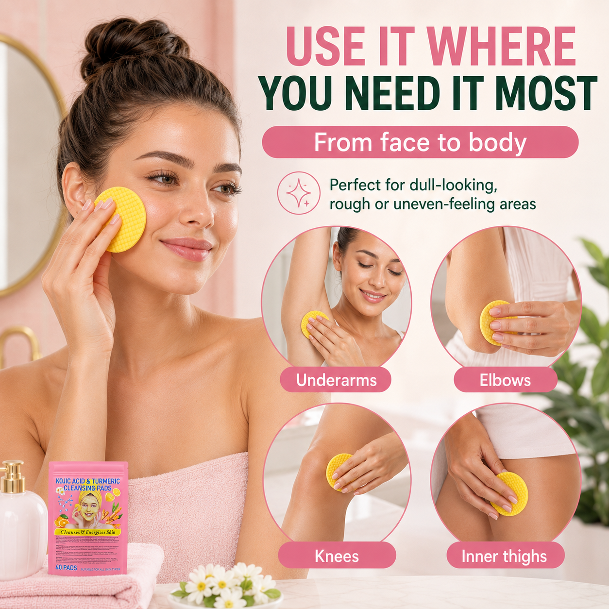 ✨Summer Limited-Time 50% OFF💖Visible brightening✨Turmeric & Kojic Acid Cleansing Pads
