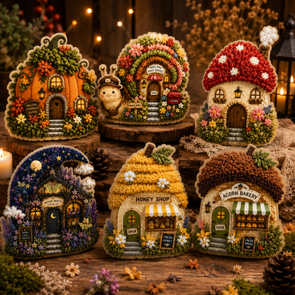 🏡 Whimsical Village 3D Fabric Poke Art Kit