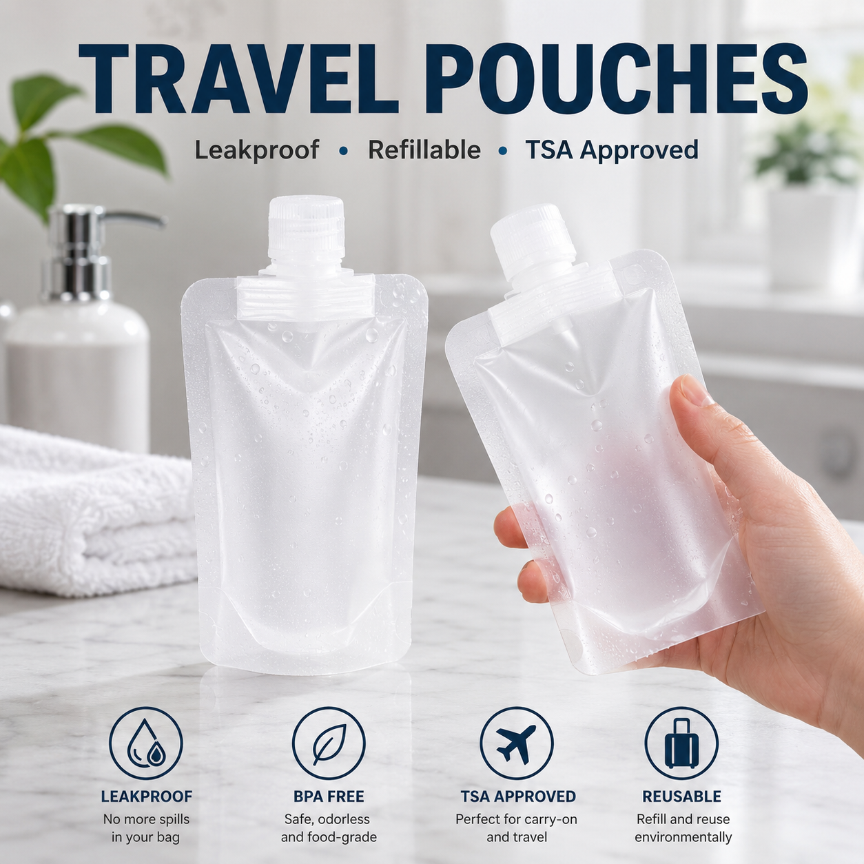 ✈️ Travel Sale-Leak Proof Toiletry Sample Bags