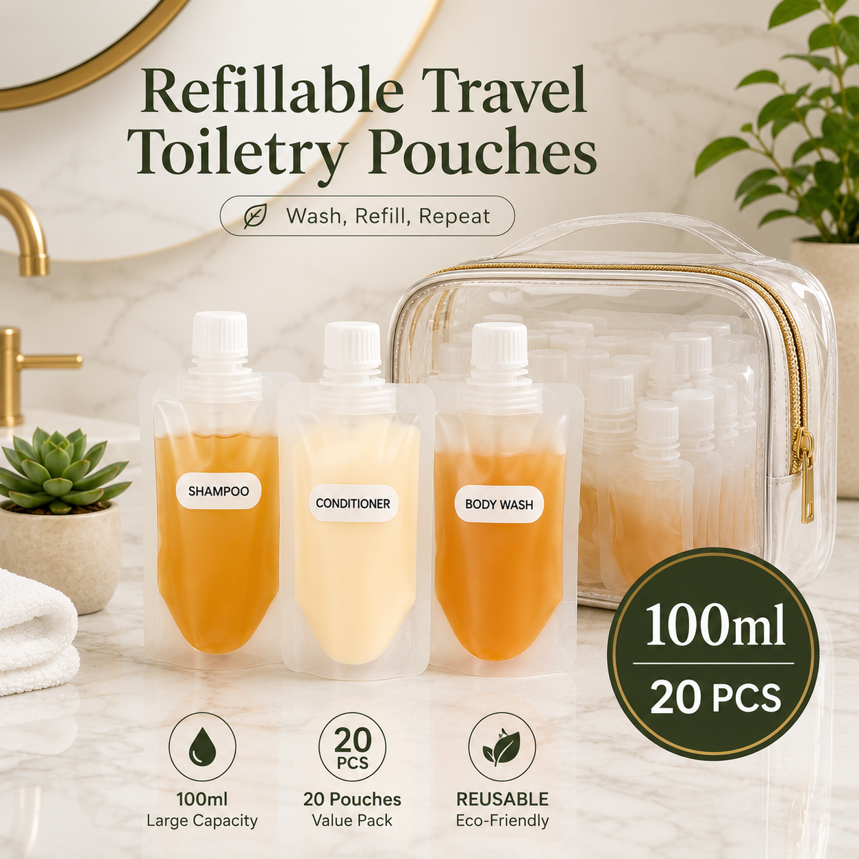 ✈️ Travel Sale-Leak Proof Toiletry Sample Bags