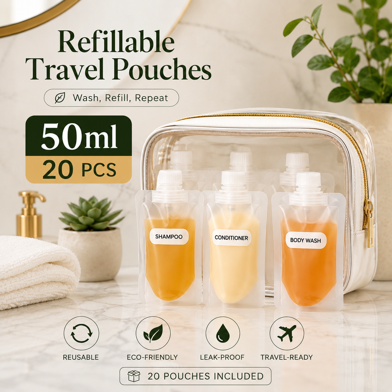 ✈️ Travel Sale-Leak Proof Toiletry Sample Bags