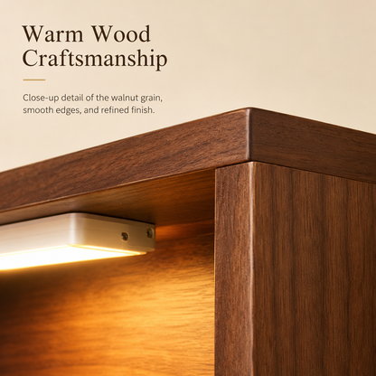 Wooden Corner Wall Shelf with Built-in Lights