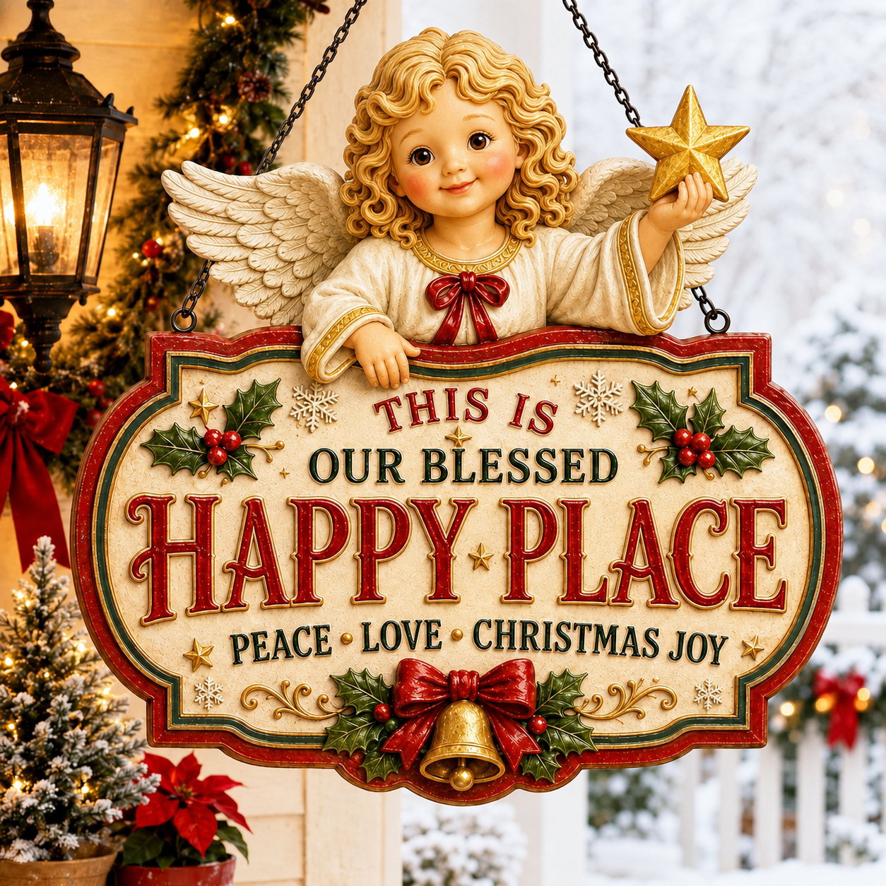 🎄Vintage Christmas Character Wooden Hanging Sign – Festive Holiday Door & Home Decor