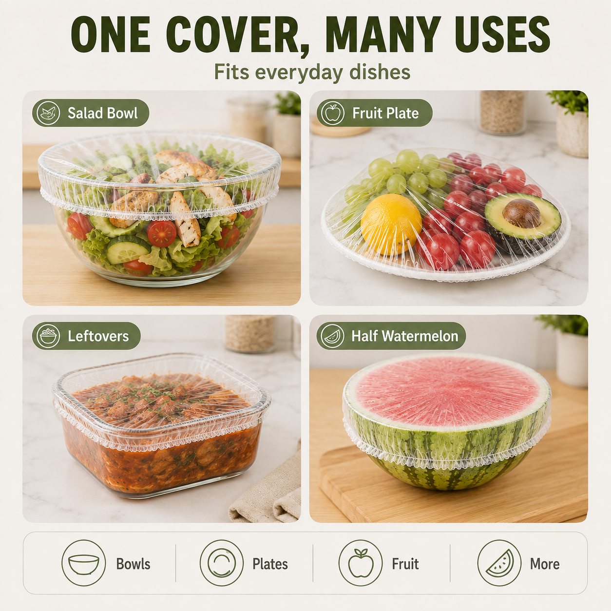 🍽️Summer Limited-Time 50% OFF 🍽️100PCS Disposable Stretch Food Covers for Bowls & Plates