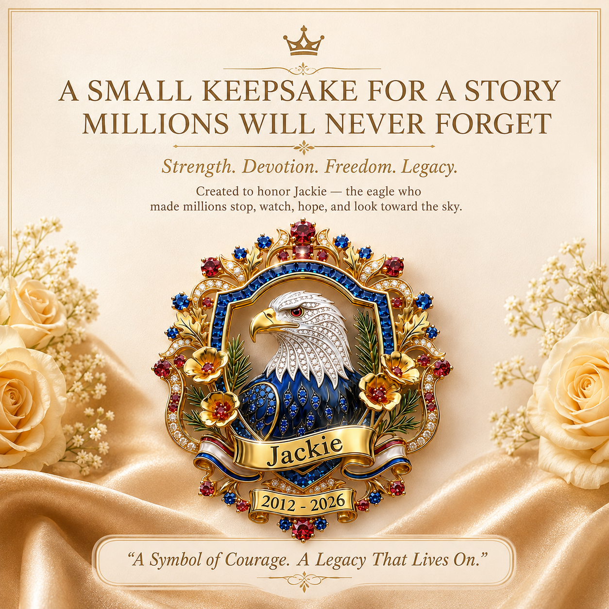 🦅Jackie Memorial Bald Eagle Brooch – 2012–2026 Commemorative