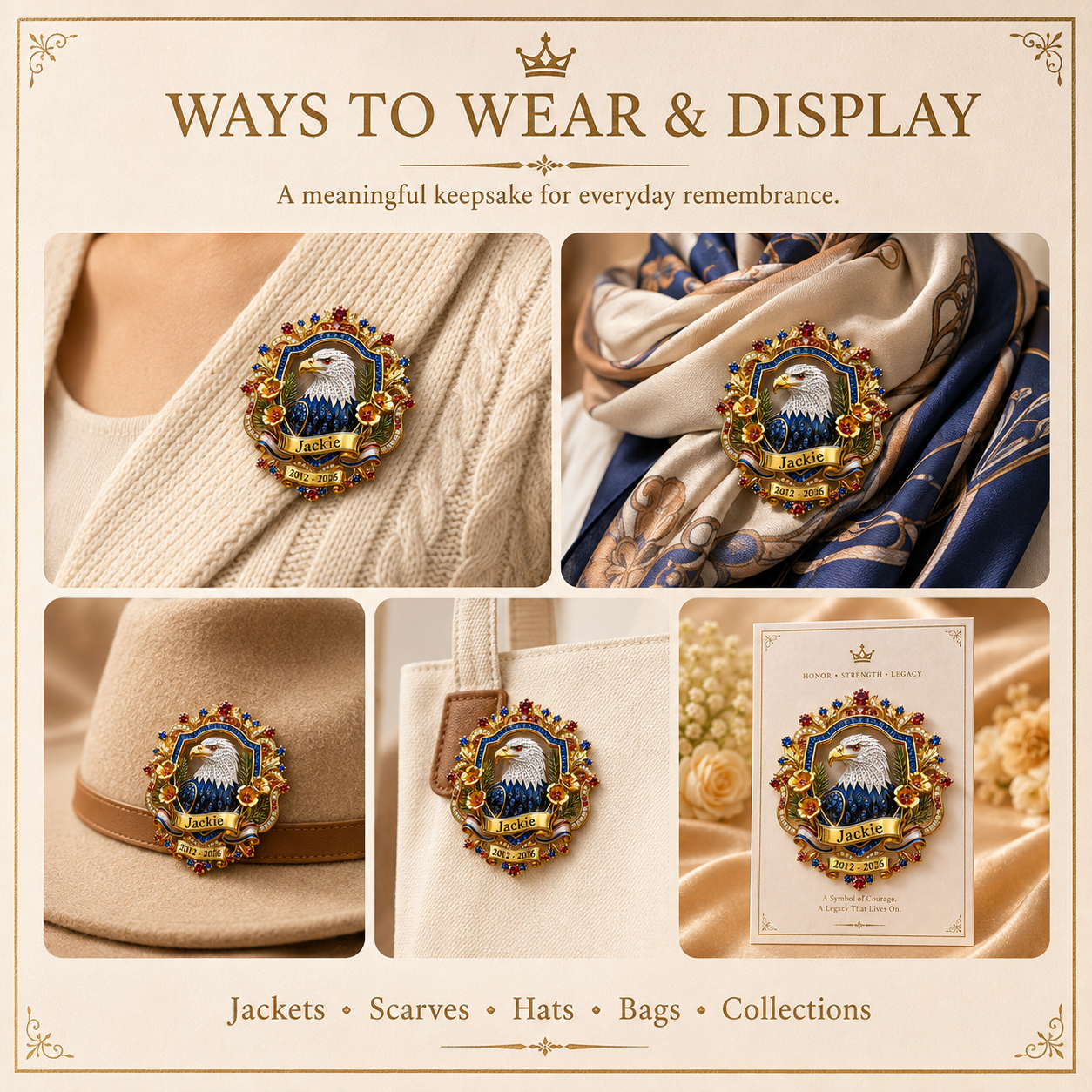 🦅Jackie Memorial Bald Eagle Brooch – 2012–2026 Commemorative