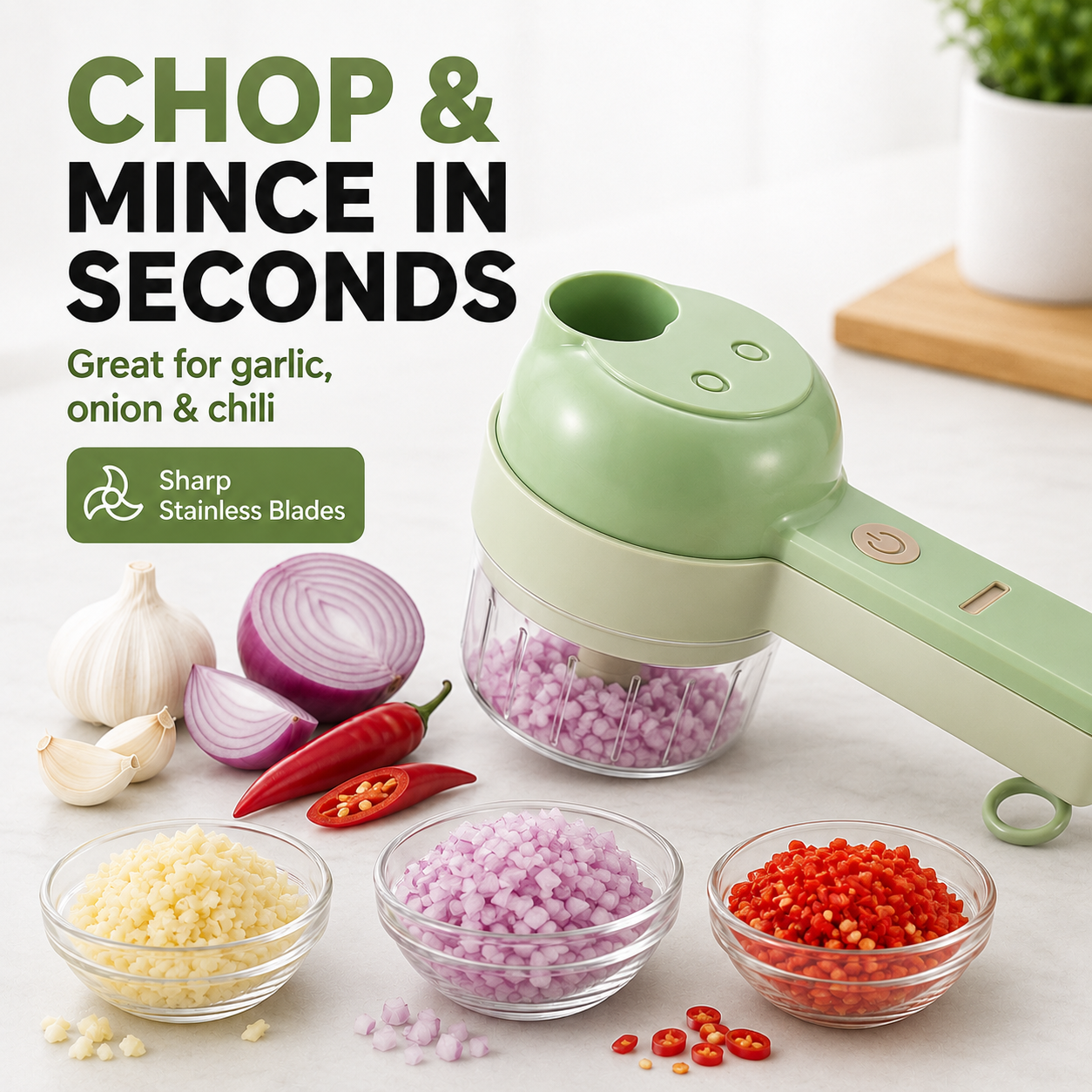 4-in-1 Cordless Prep Chopper — Chop, Slice & Prep Faster