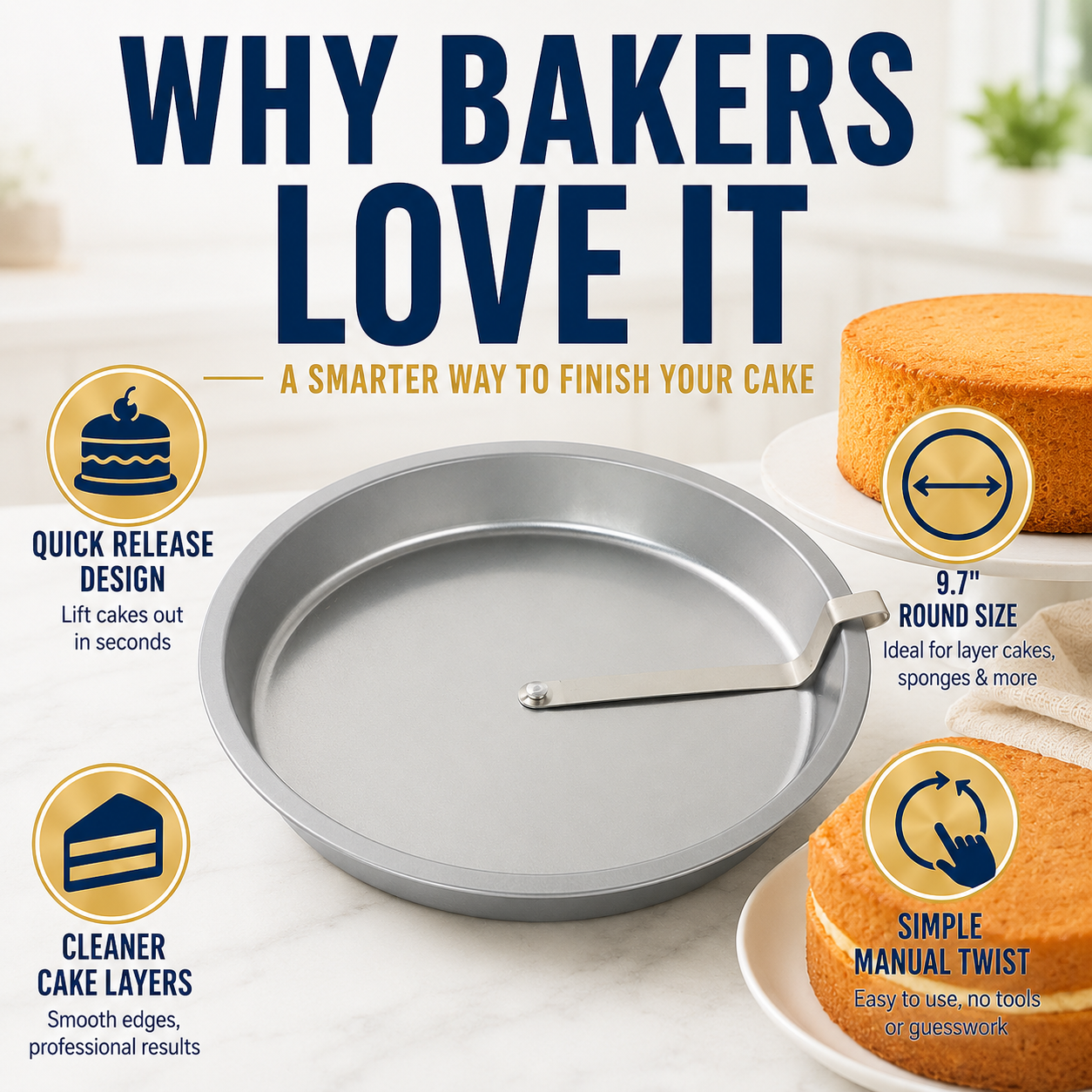 🍰 Easy-Release 8" Round Cake Pan — No More Stuck Cakes
