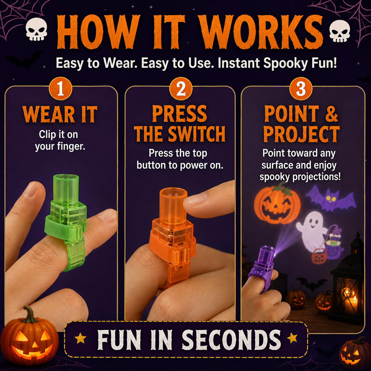 🎃36PCS  Halloween Finger Projector Lights 🎃– Mini Pattern Projector