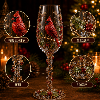 🎁 Christmas Bird 3D Collector Champagne Glass Set🐦✨