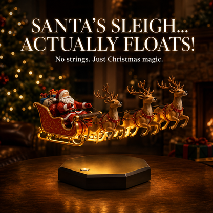 🎅🛷Floating Santa Sleigh with 3 Reindeer-Magnetic Christmas Magic
