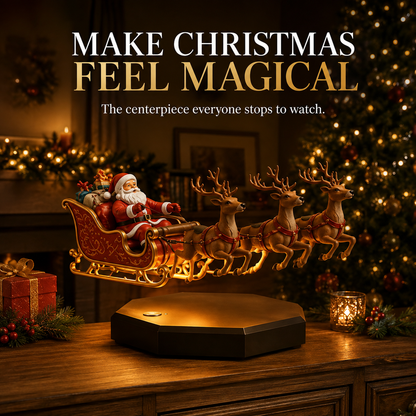 🎅🛷Floating Santa Sleigh with 3 Reindeer-Magnetic Christmas Magic