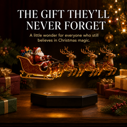 🎅🛷Floating Santa Sleigh with 3 Reindeer-Magnetic Christmas Magic