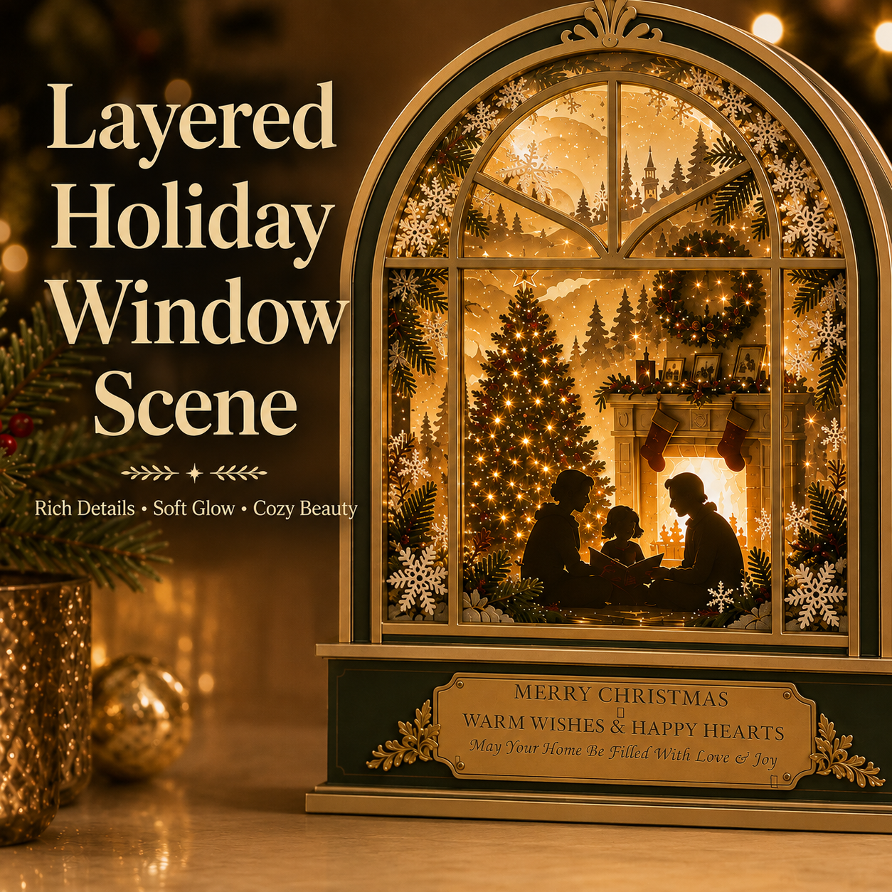 🎄 Christmas Memory Window– Warm Family Holiday Night Light & Tabletop Keepsake ✨