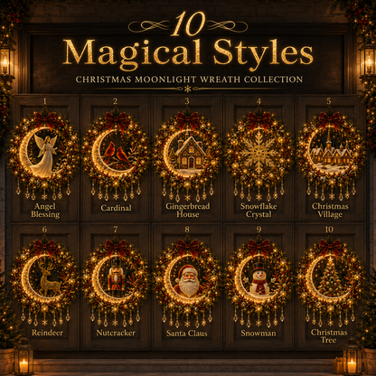 🎄✨ Christmas Moonlight Wreath Collection – Lighted Holiday Door Decor