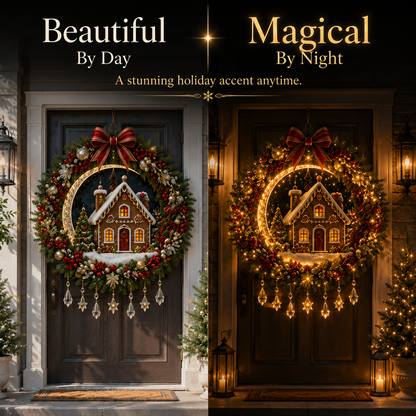 🎄✨ Christmas Moonlight Wreath Collection – Lighted Holiday Door Decor