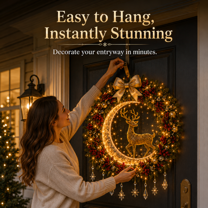 🎄✨ Christmas Moonlight Wreath Collection – Lighted Holiday Door Decor