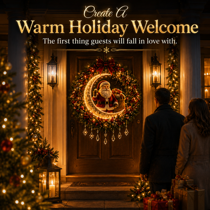 🎄✨ Christmas Moonlight Wreath Collection – Lighted Holiday Door Decor