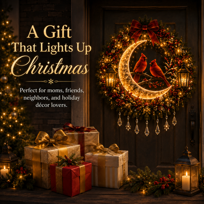 🎄✨ Christmas Moonlight Wreath Collection – Lighted Holiday Door Decor
