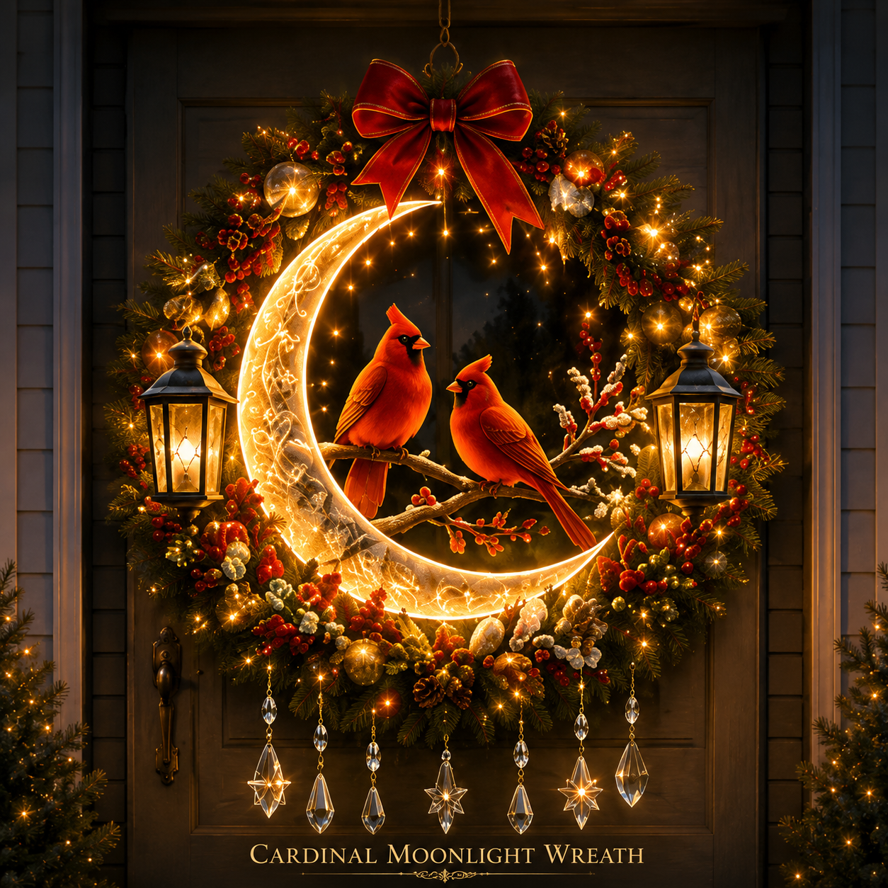 🎄✨ Christmas Moonlight Wreath Collection – Lighted Holiday Door Decor