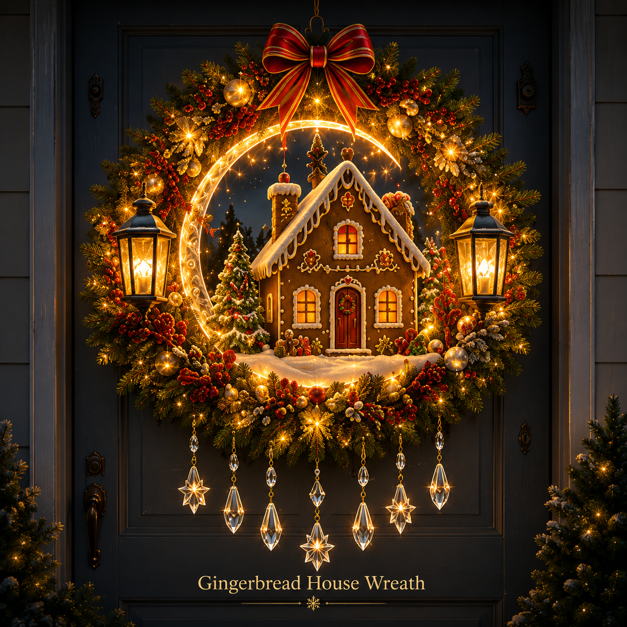🎄✨ Christmas Moonlight Wreath Collection – Lighted Holiday Door Decor