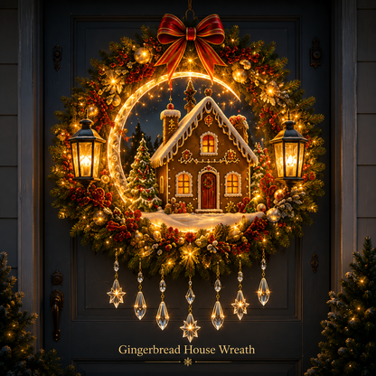🎄✨ Christmas Moonlight Wreath Collection – Lighted Holiday Door Decor