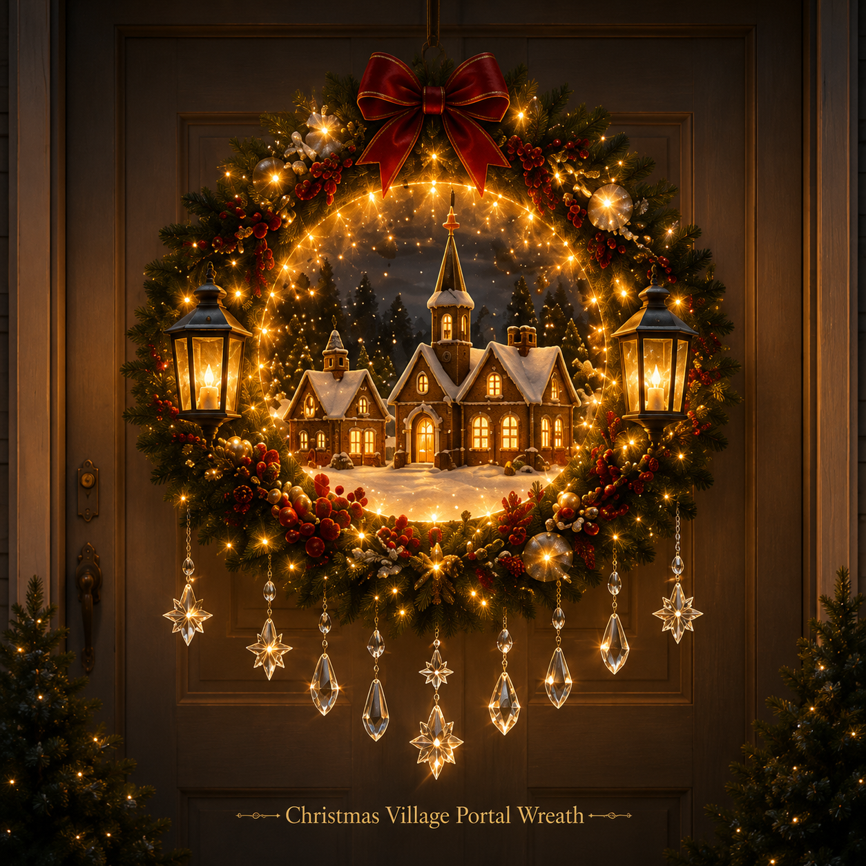 🎄✨ Christmas Moonlight Wreath Collection – Lighted Holiday Door Decor