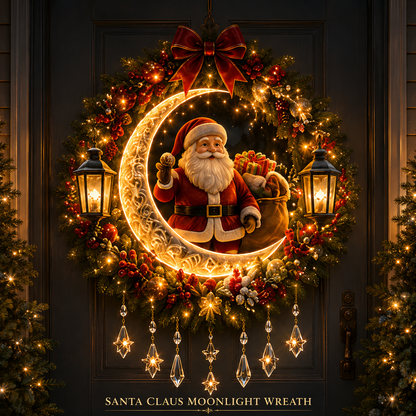 🎄✨ Christmas Moonlight Wreath Collection – Lighted Holiday Door Decor