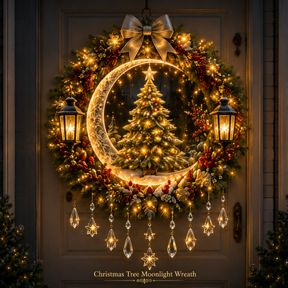 🎄✨ Christmas Moonlight Wreath Collection – Lighted Holiday Door Decor