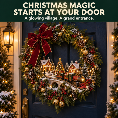 🎄🚂 Light-Up Christmas Train Wreath – A Magical Welcome Home ✨