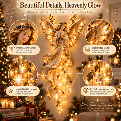 👼✨ Guardian Angel Starfall Cascade™ – Lighted Faith & Blessing Christmas Wall Decor