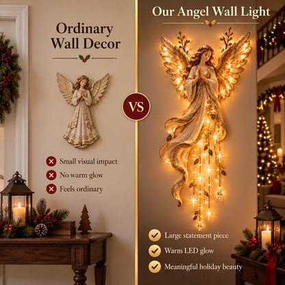 👼✨ Guardian Angel Starfall Cascade™ – Lighted Faith & Blessing Christmas Wall Decor