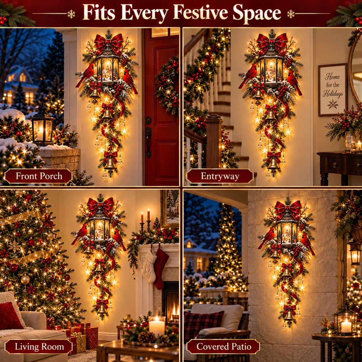 🎄 Cardinal Blessing Lantern Starfall Wall Light — Bring Warmth, Joy & Christmas Magic Home ✨