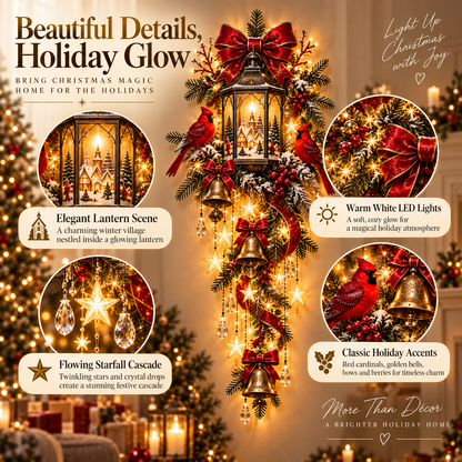 🎄 Cardinal Blessing Lantern Starfall Wall Light — Bring Warmth, Joy & Christmas Magic Home ✨