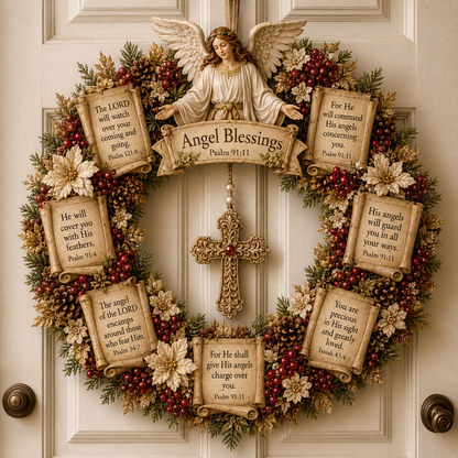 ✝️ Jesus Scripture Wreath | Handcrafted Christian Wood Décor with Bible Verses, Hanging Cross & Faith-Inspired Vintage Details 🙏