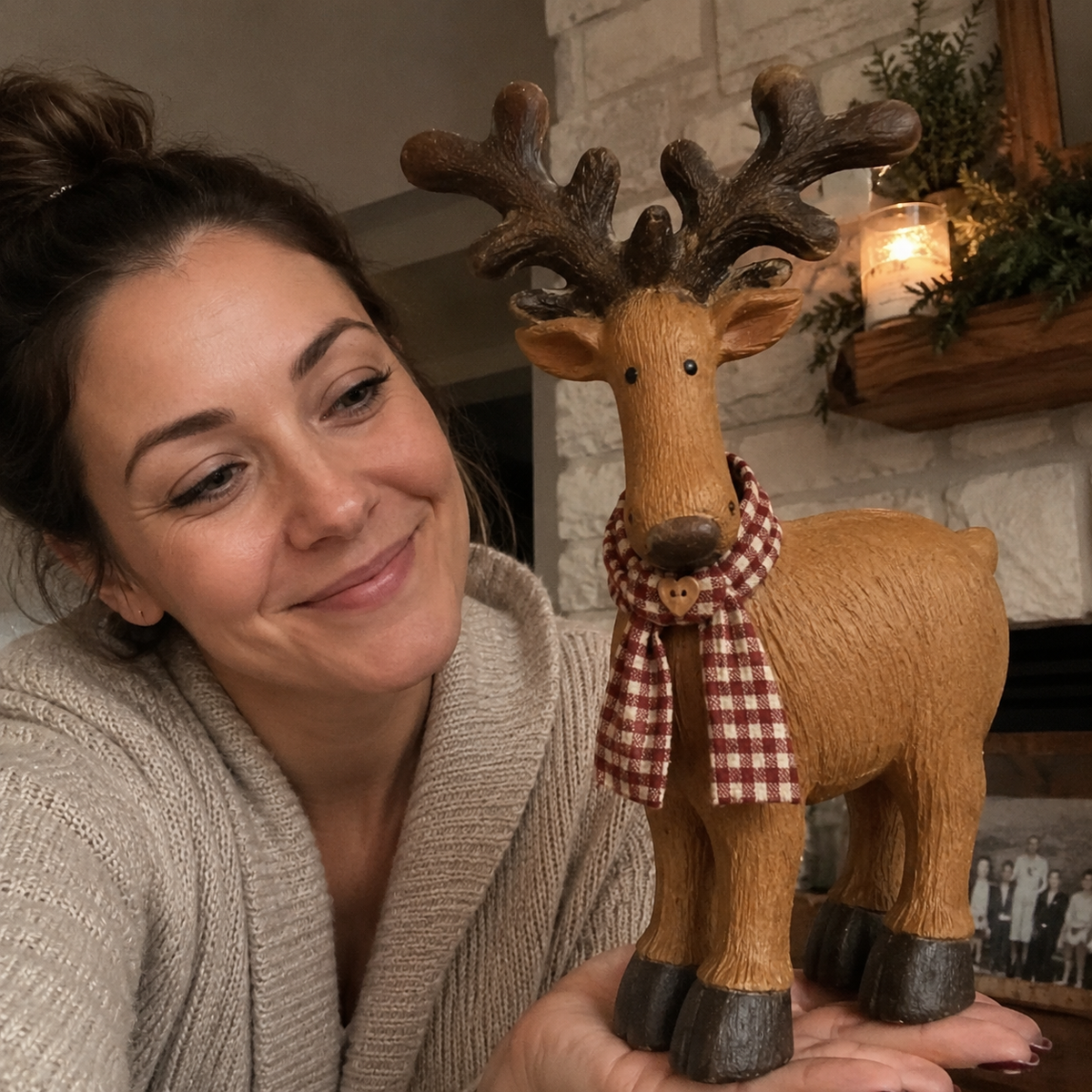 Customer Holding Rustic Reindeer