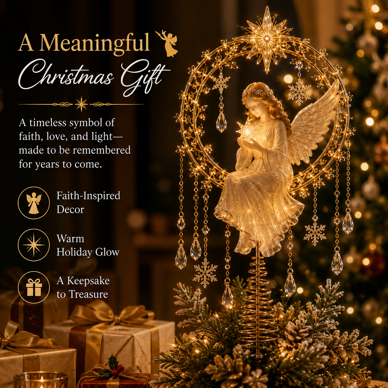 ✨ Angel’s Christmas Moon™ Lighted Angel Tree Topper