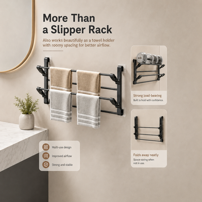 🪑 Foldable Wall‑Mounted Shoe Rack｜Space‑Saving Hanging Slipper Holder for Entryway Bathroom RV