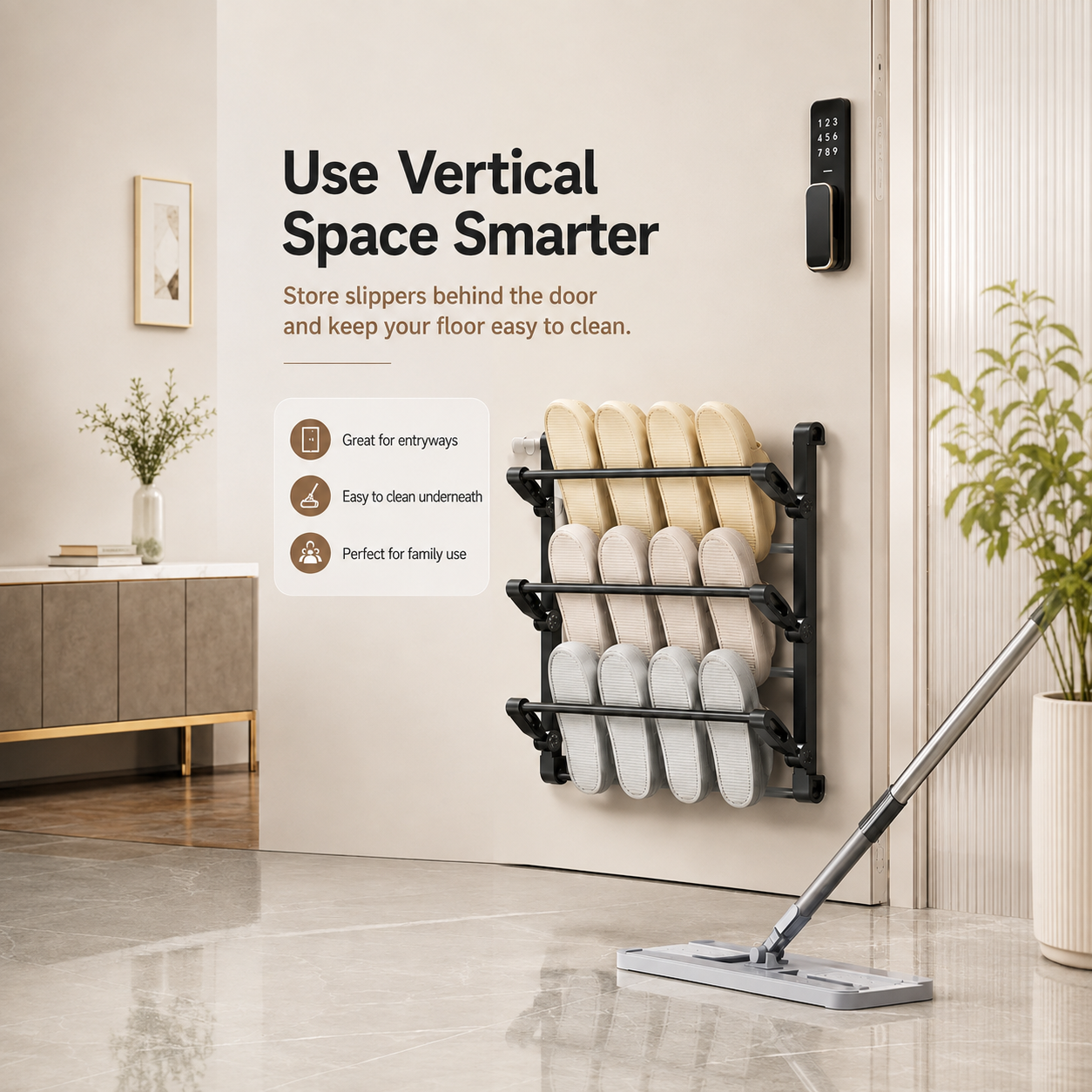🪑 Foldable Wall‑Mounted Shoe Rack｜Space‑Saving Hanging Slipper Holder for Entryway Bathroom RV