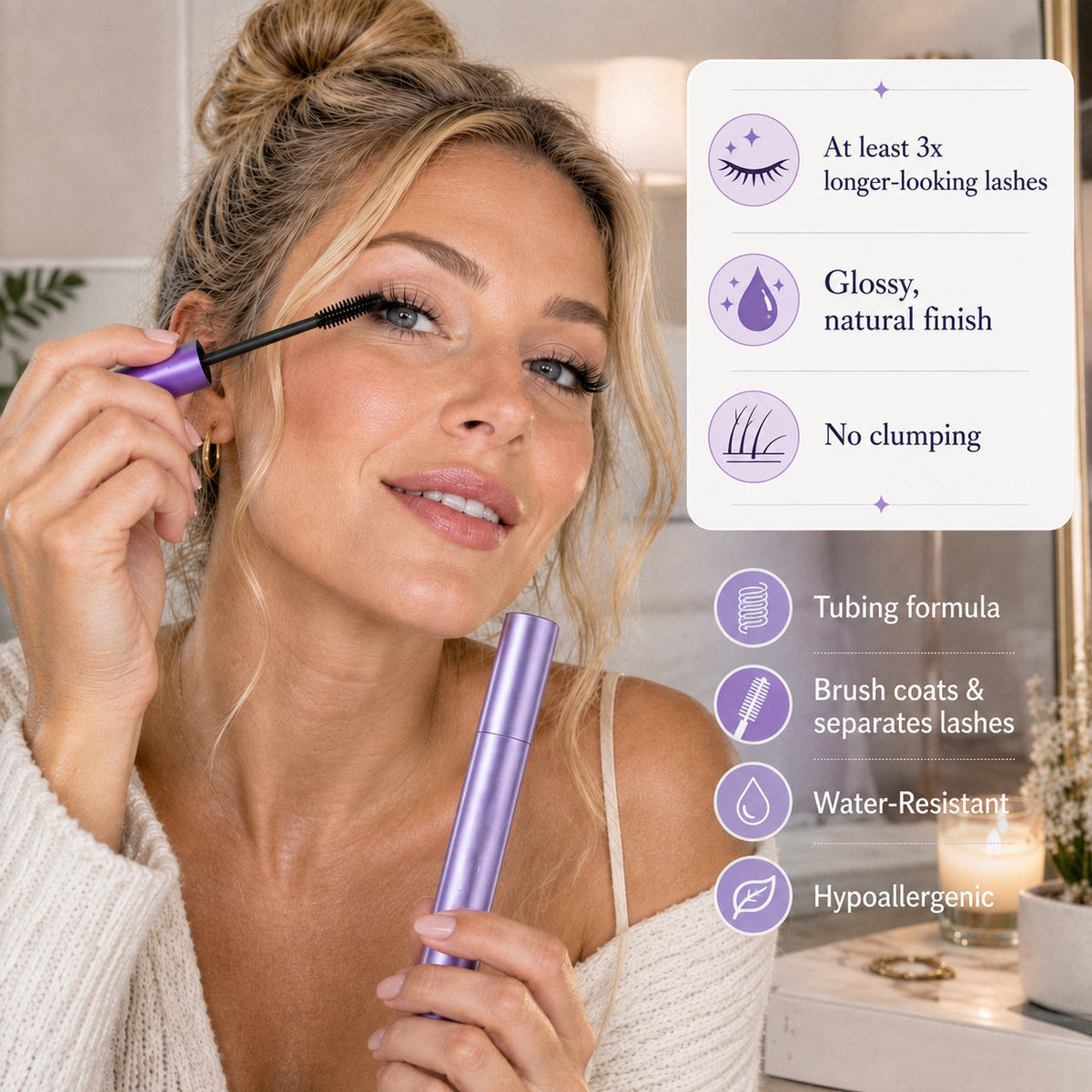 Woman applying mascara