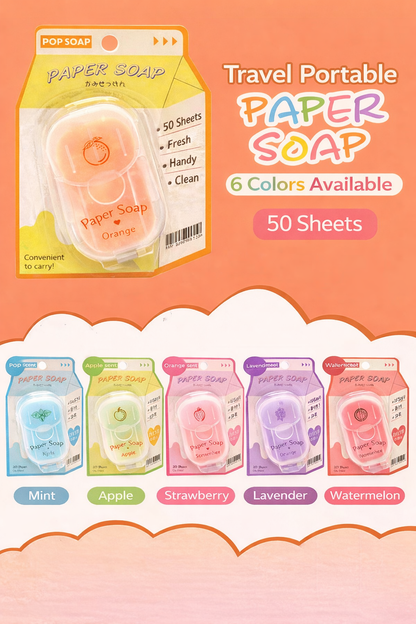 🧼 42% OFF Today – Travel Portable Paper Soap (50 Sheets, 6 Fresh Scents)