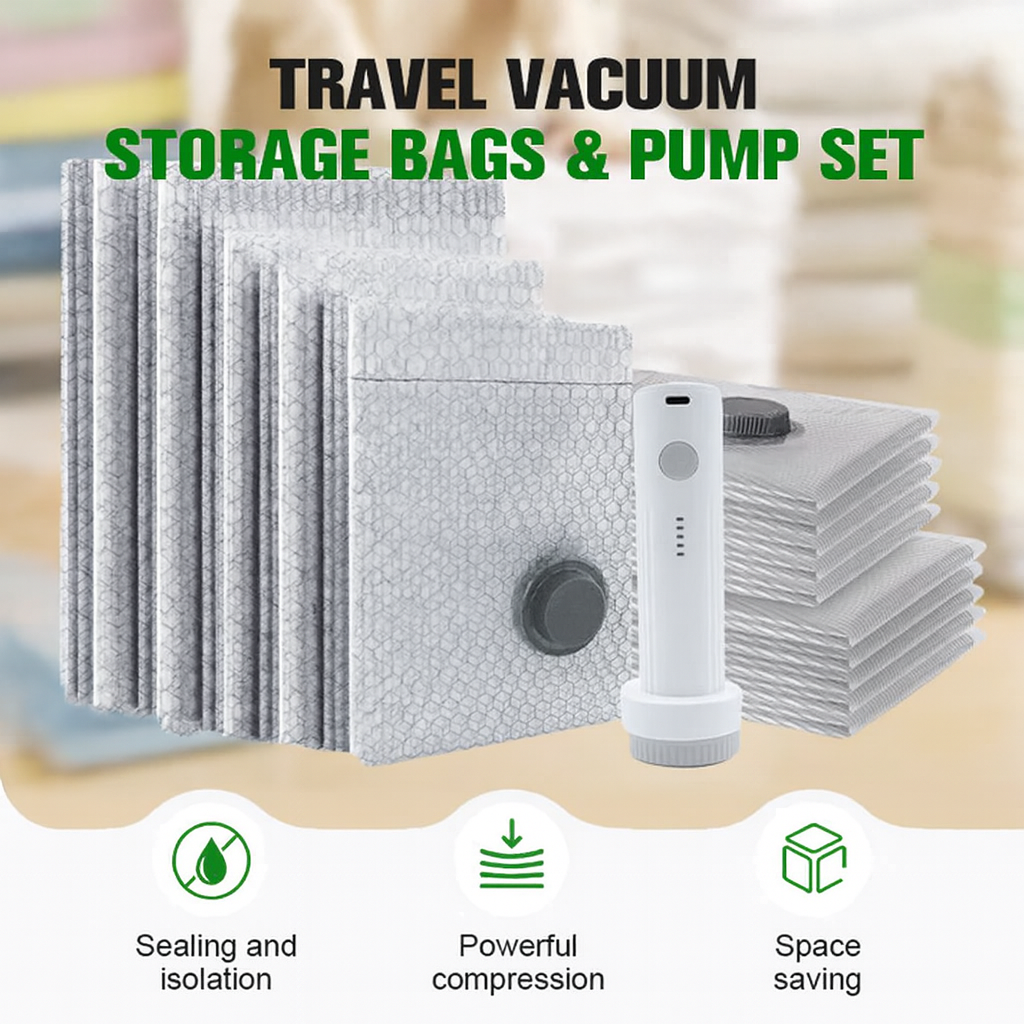 🏆⚡ 50K+ SOLD! Cordless Travel Vacuum Storage Compression Bag