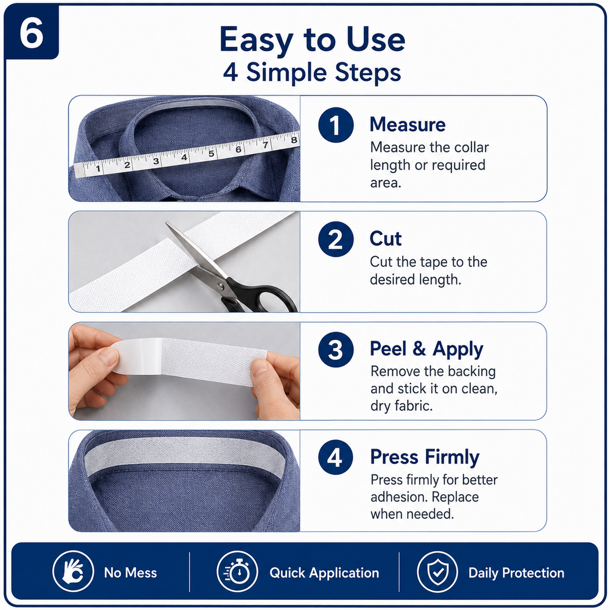 Self-Adhesive Collar Protector Sweat Absorbent Tape