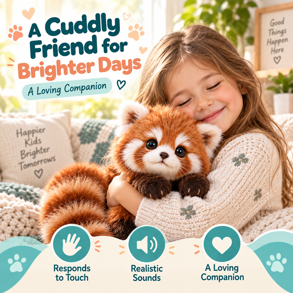 🐾❤️ CuddlePurr™ Red Panda – Interactive Plush Companion | A Little Friend, A Lot of Love