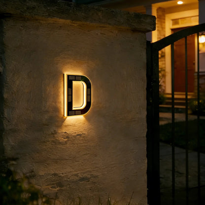 Solar Lighted House Numbers 9 Inch Waterproof LED Address Signs for Outside Modern House Numbers