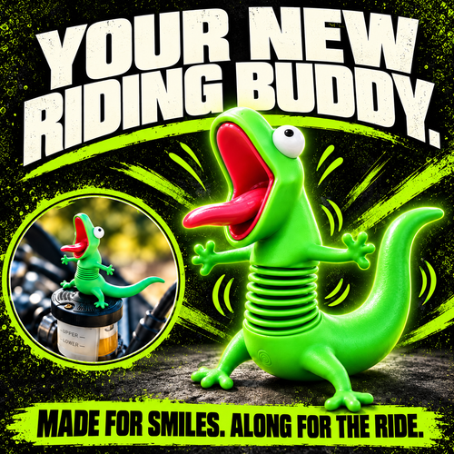 🦎🏍Wobbly Riding Buddy – Car & Motorcycle Decor