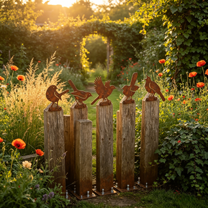 🔥Last Day 49% OFF🔥5-Piece Lifelike Rusty Metal Bird Silhouettes Garden Art