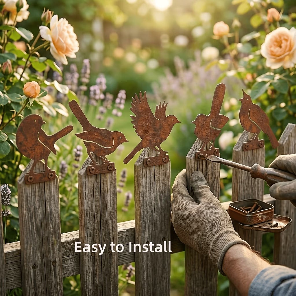 🔥Last Day 49% OFF🔥5-Piece Lifelike Rusty Metal Bird Silhouettes Garden Art